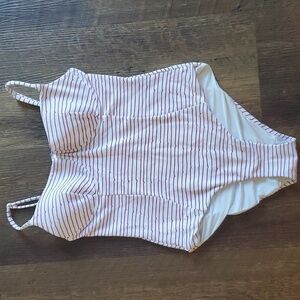 ❤ Onia swimsuit one piece bathing suit striped white and